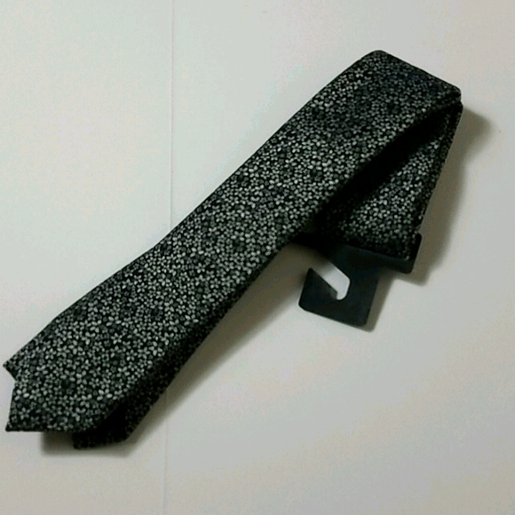 Express men black and silver flower print tie - Picture 1 of 6